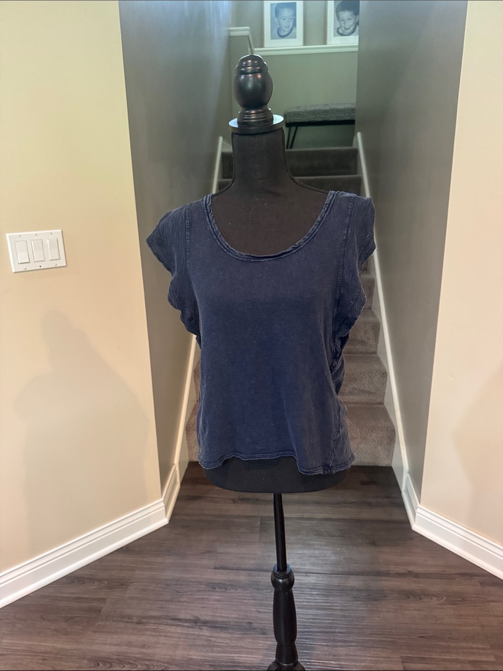 Washed Navy Short Sleeve Scoop Neck Tee